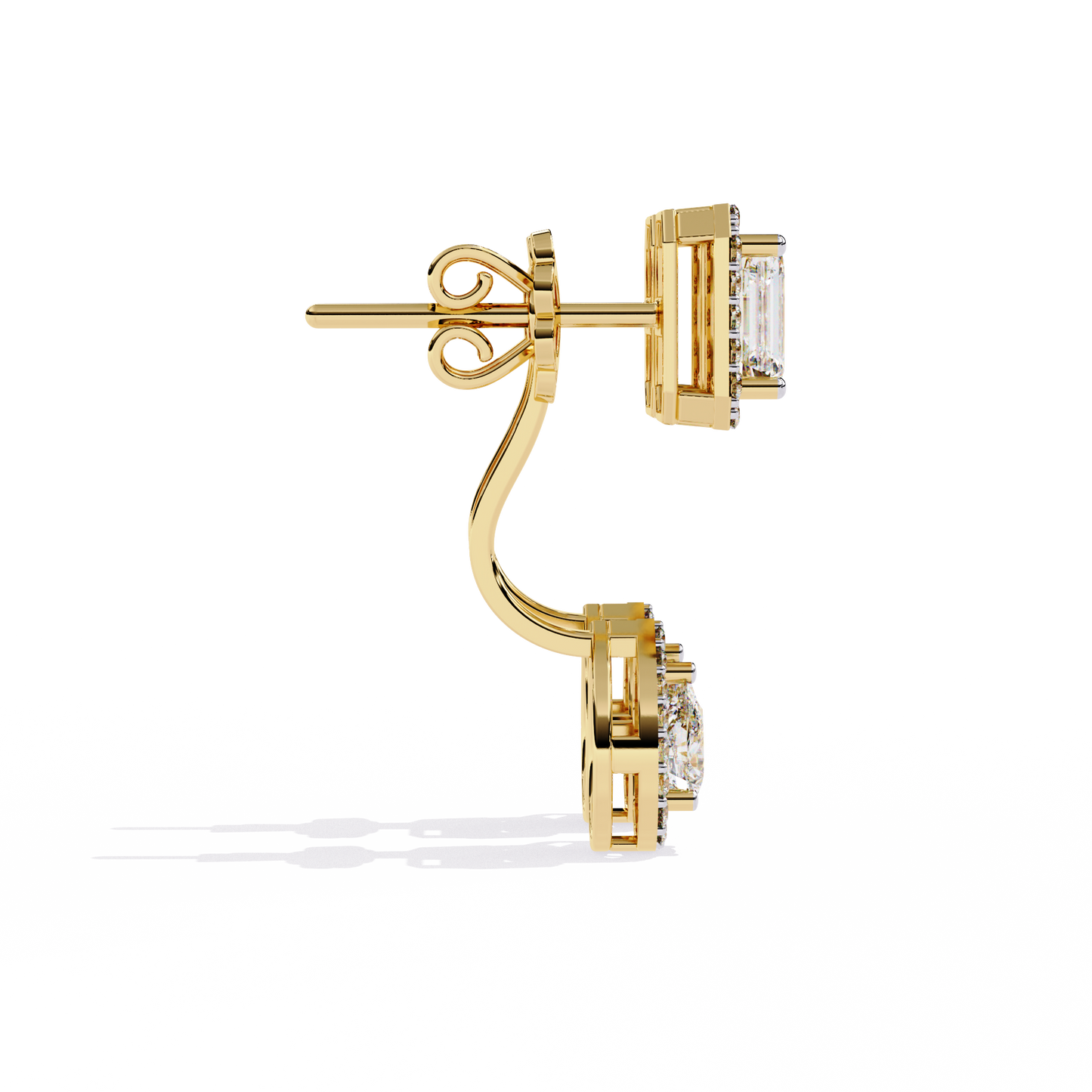 LGD Ear Studs Emerald & Pear Stone (2.12ct Pair ) In 14K Gold