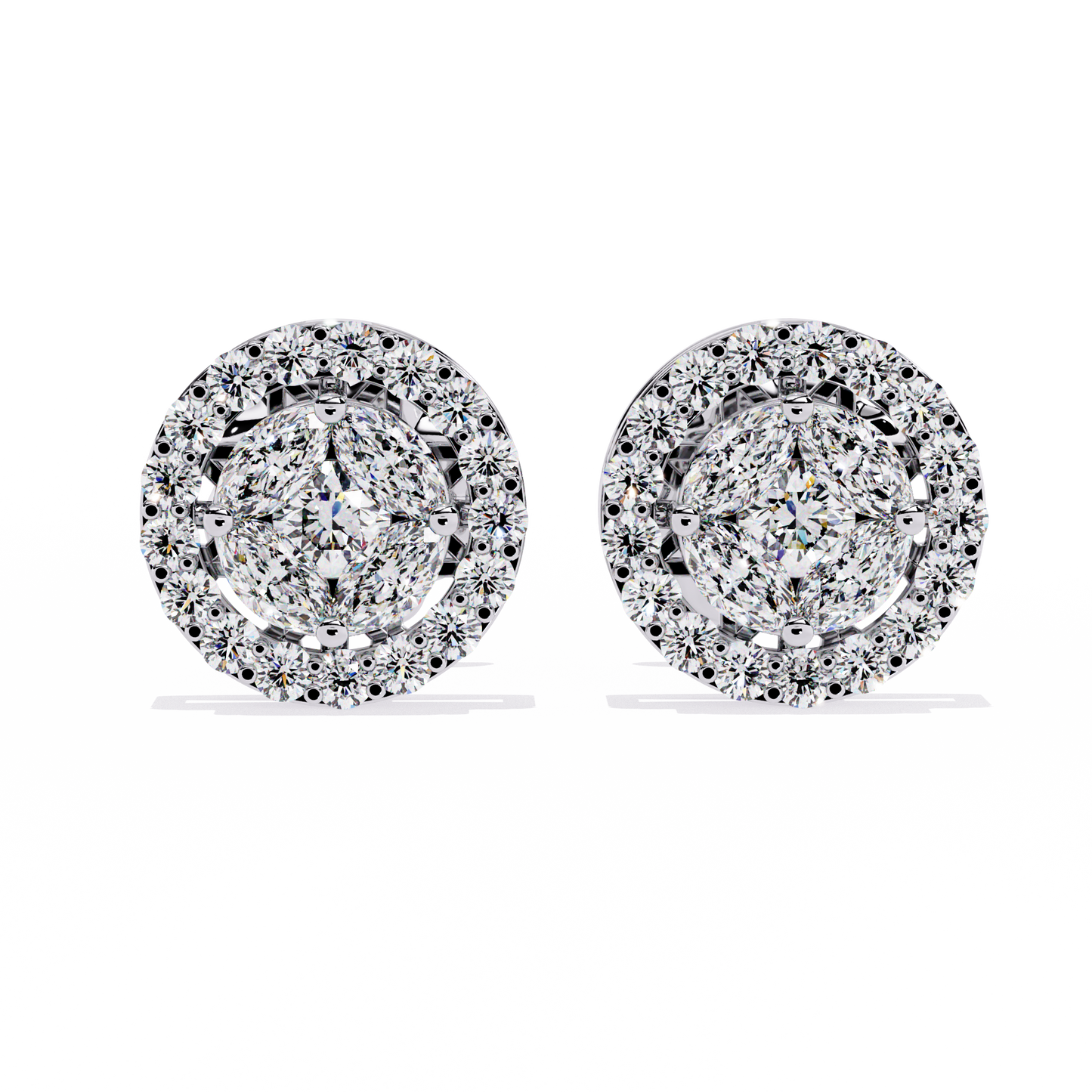 LGD Ear Studs Round Stone (1.52ct Pair ) In 14K Gold