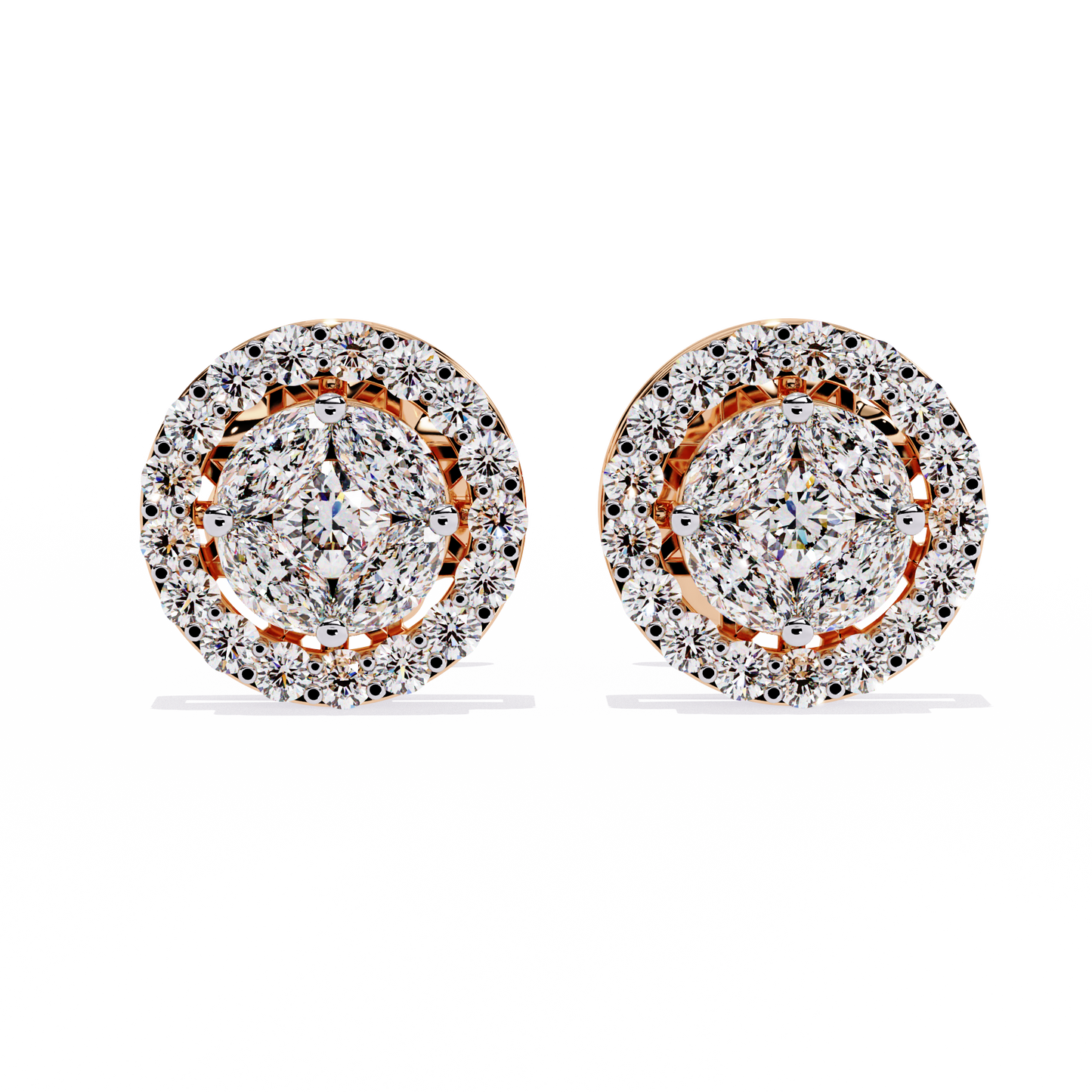 LGD Ear Studs Round Stone (1.52ct Pair ) In 14K Gold