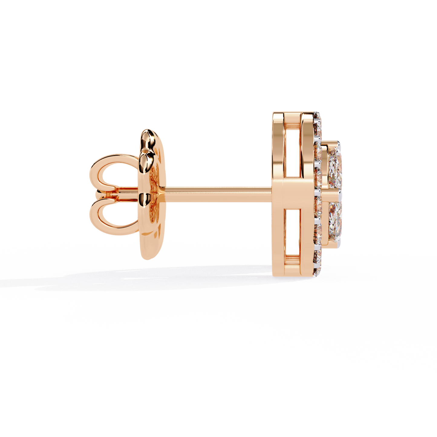 LGD Ear Studs Round Stone (1.52ct Pair ) In 14K Gold