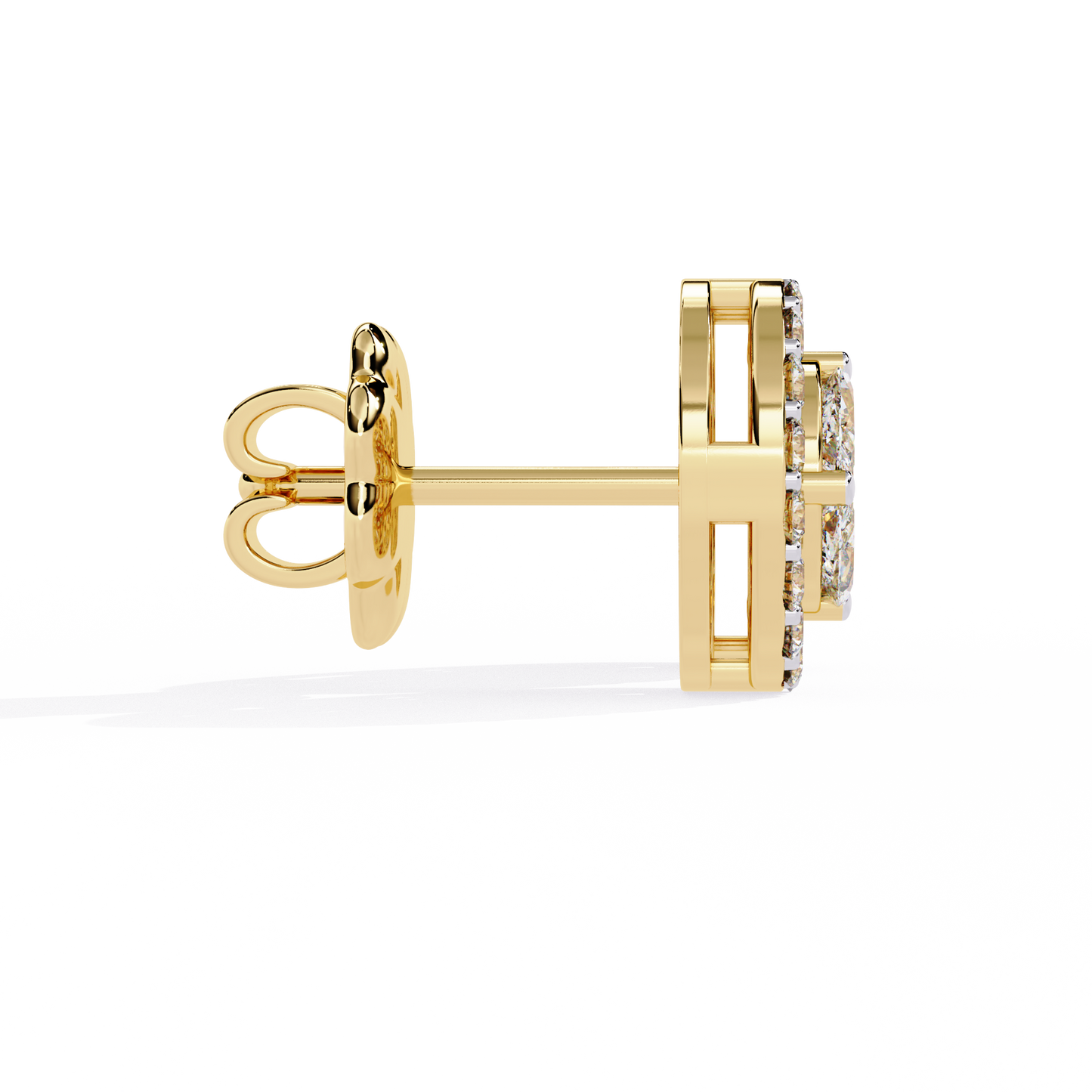 LGD Ear Studs Round Stone (1.52ct Pair ) In 14K Gold