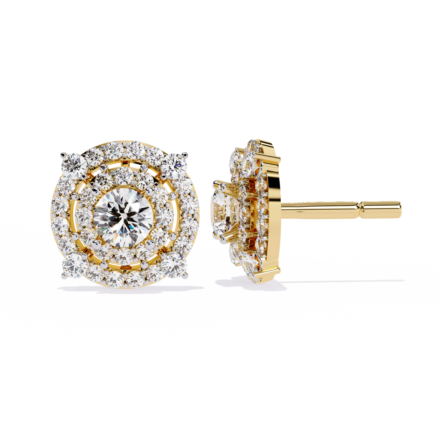 LGD Ear Studs Round Stone (2.29ct Pair ) In 14K Gold