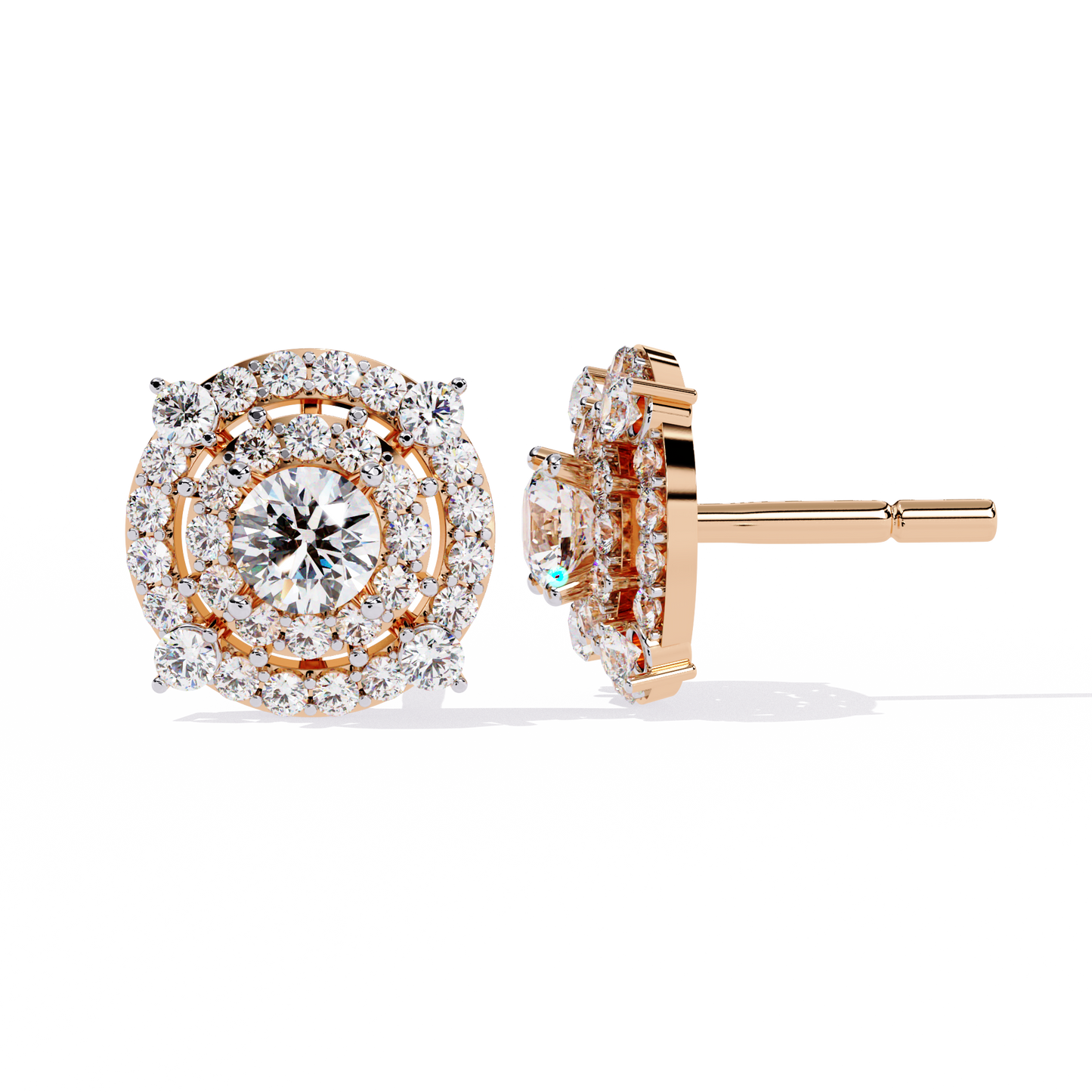 LGD Ear Studs Round Stone (2.29ct Pair ) In 14K Gold