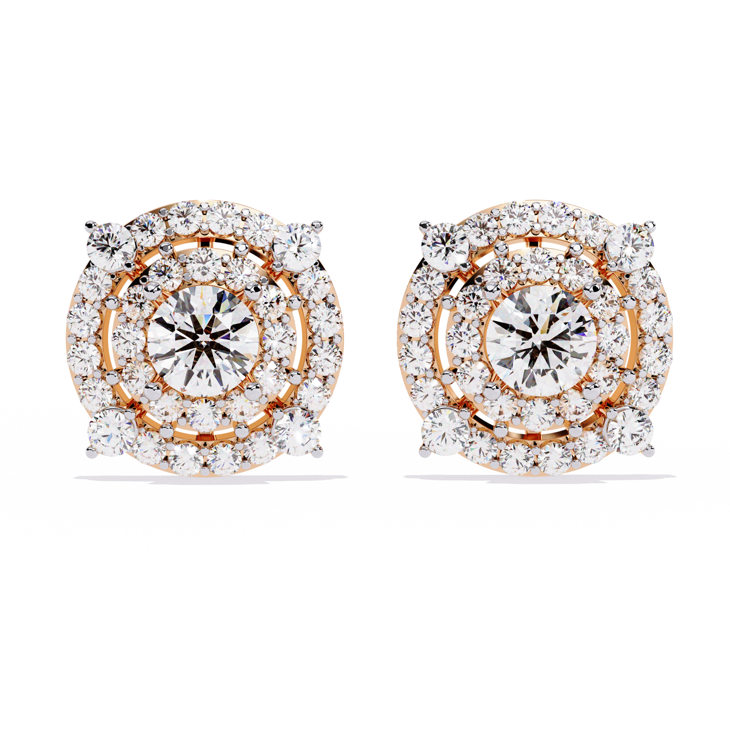 LGD Ear Studs Round Stone (2.29ct Pair ) In 14K Gold