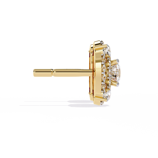 Lab Grown Diamond Ear Studs Round Stone (2.29ct Pair ) In 14K Gold