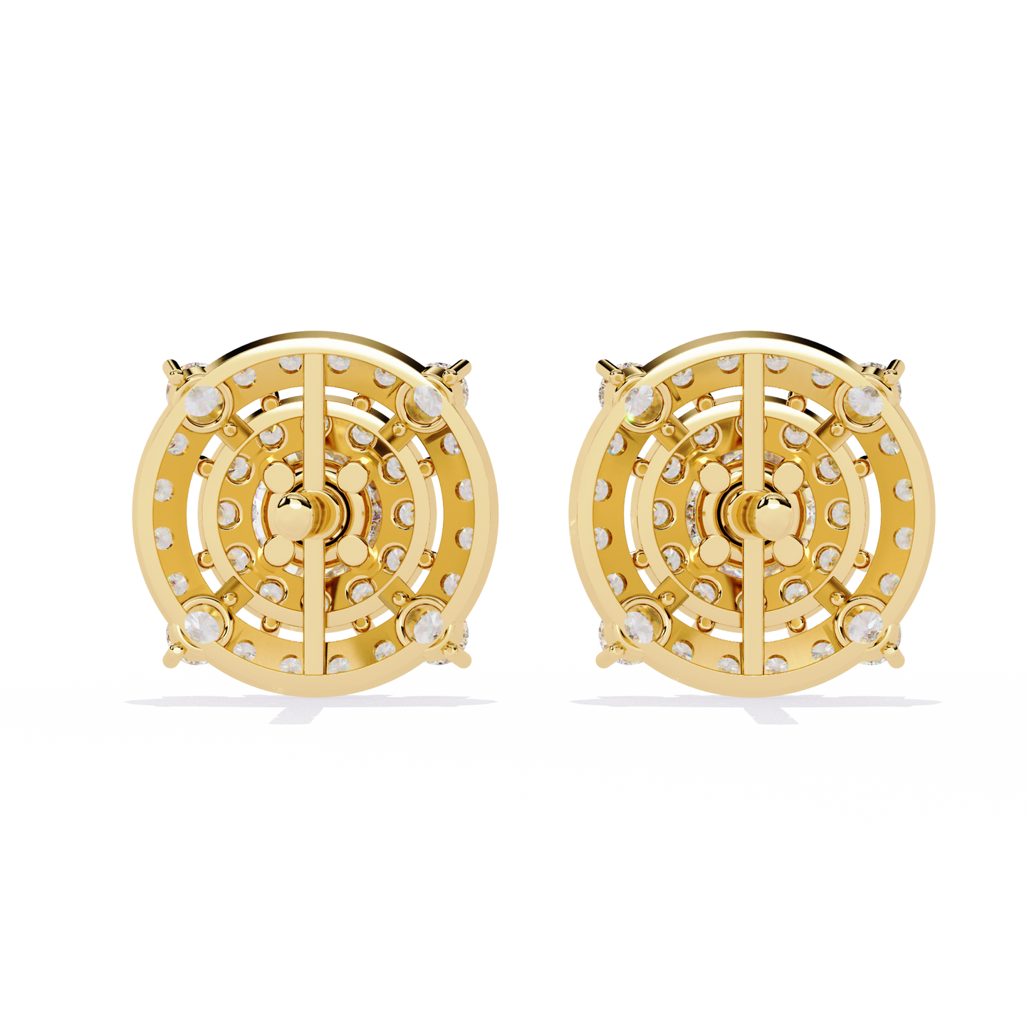 LGD Ear Studs Round Stone (2.29ct Pair ) In 14K Gold