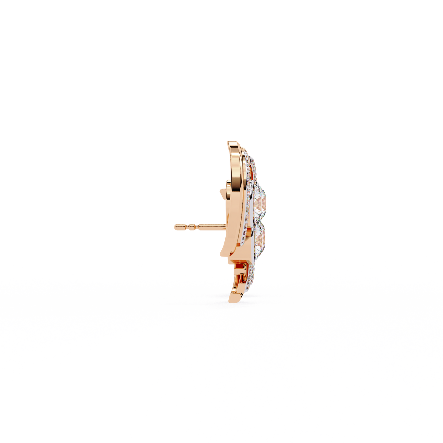 LGD Ear Studs Round  Stone (2.05ct Pair ) In 14K Gold