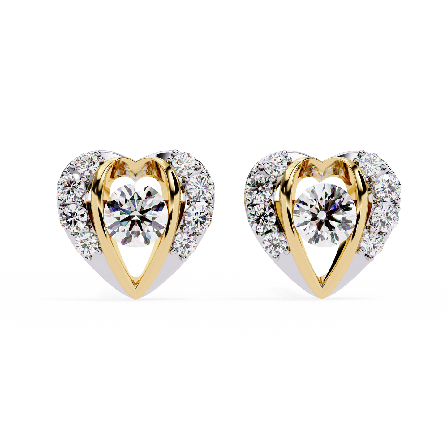 LGD Ear Studs Round Stone (0.74ct Pair ) In 14K Gold