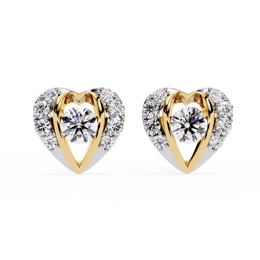 LGD Ear Studs Round Stone (0.74ct Pair ) In 14K Gold