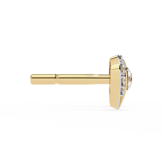 LGD Ear Studs Round Stone (0.74ct Pair ) In 14K Gold