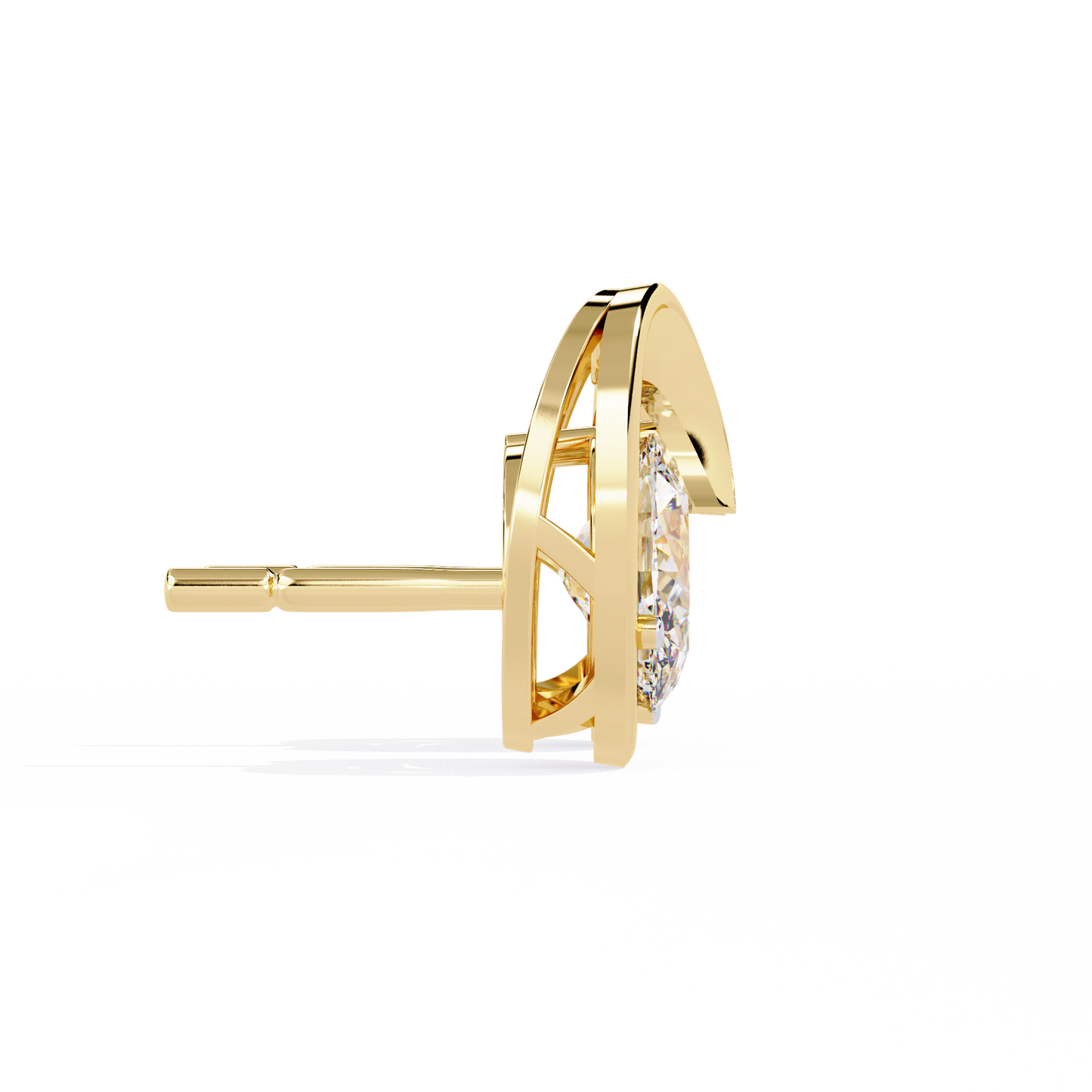 LGD Ear Studs Oval Stone (1.32ct Pair ) In 14K Gold