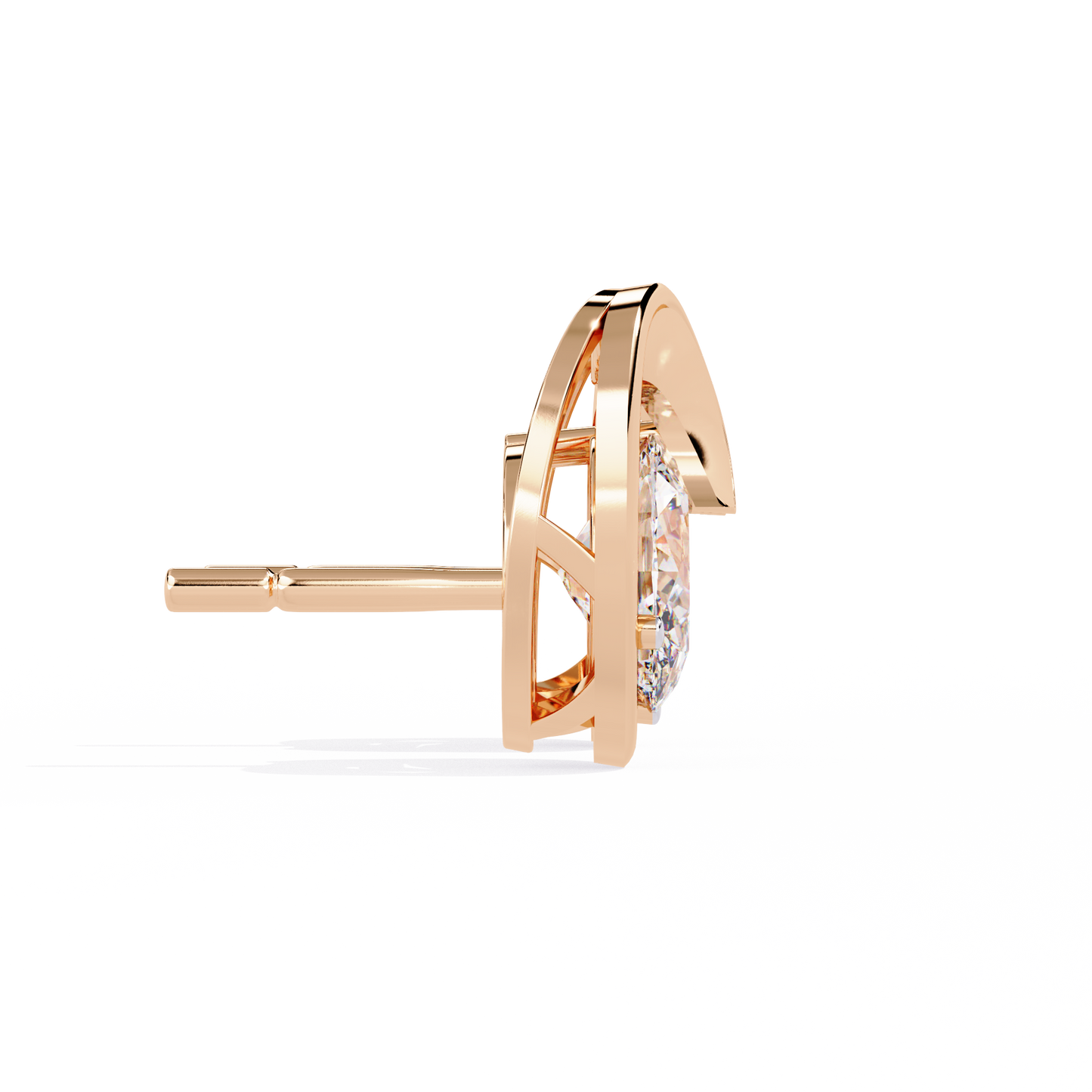 LGD Ear Studs Oval Stone (1.32ct Pair ) In 14K Gold