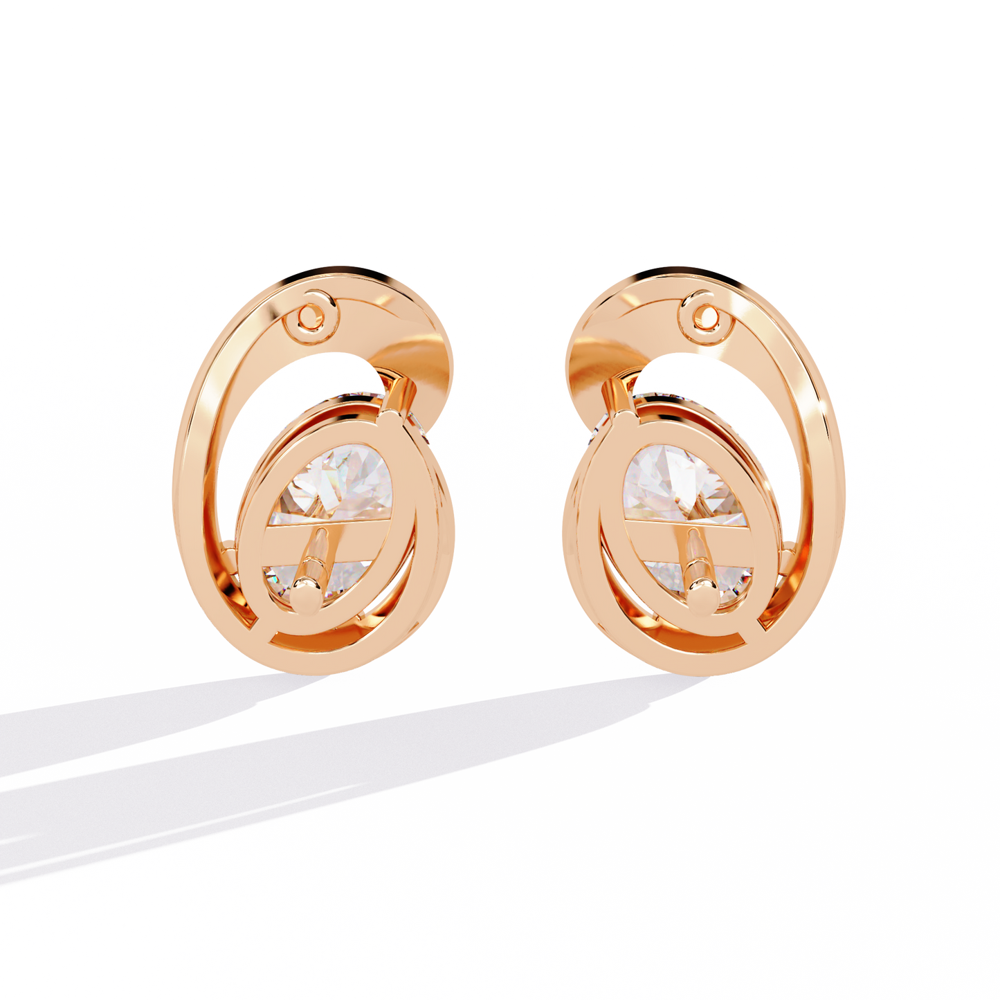 LGD Ear Studs Oval Stone (1.32ct Pair ) In 14K Gold