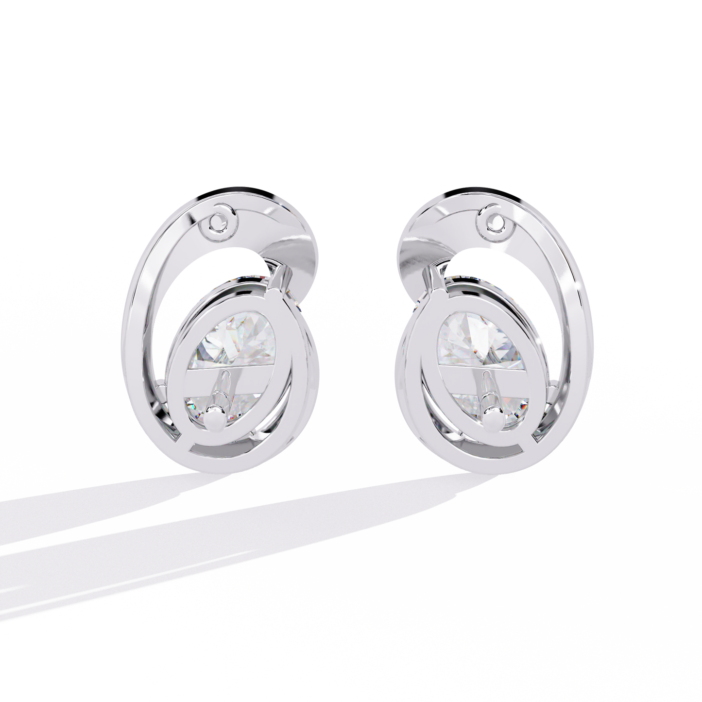 LGD Ear Studs Oval Stone (1.32ct Pair ) In 14K Gold