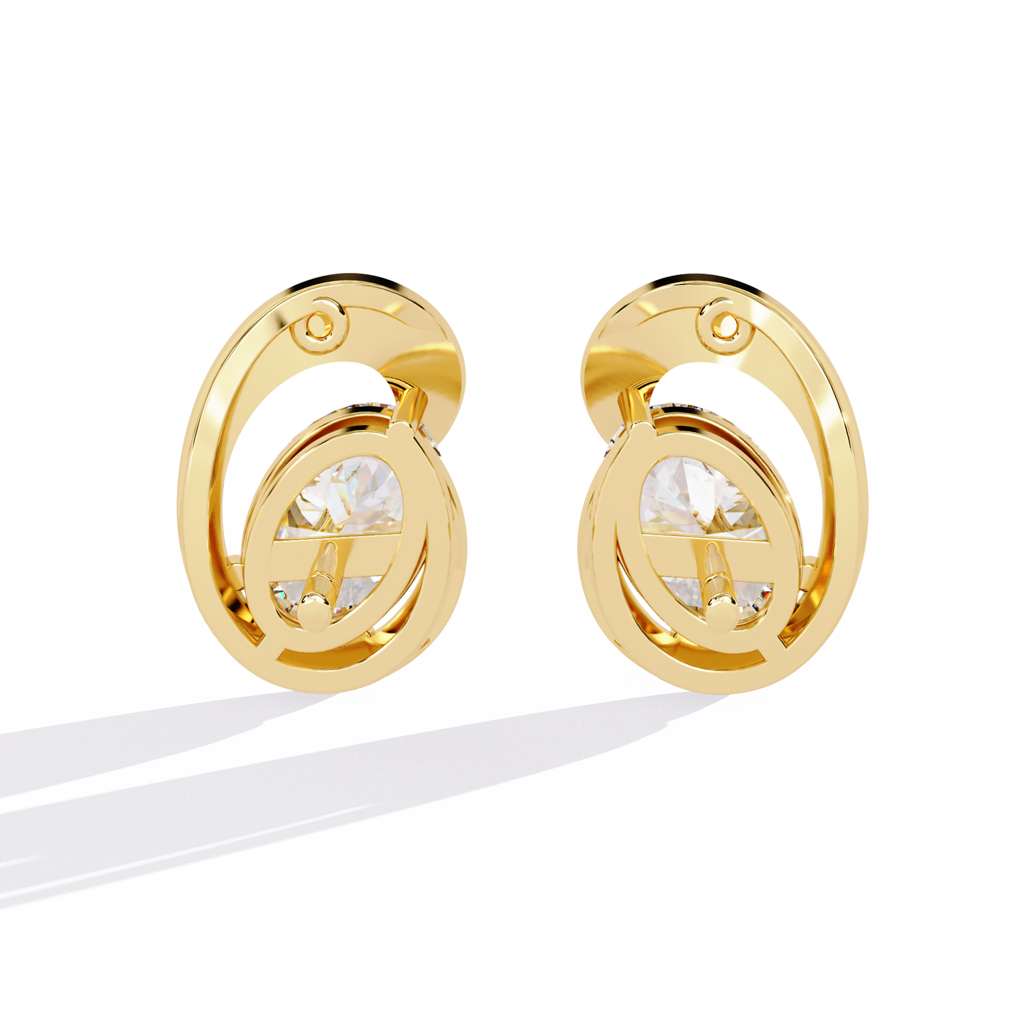 LGD Ear Studs Oval Stone (1.32ct Pair ) In 14K Gold