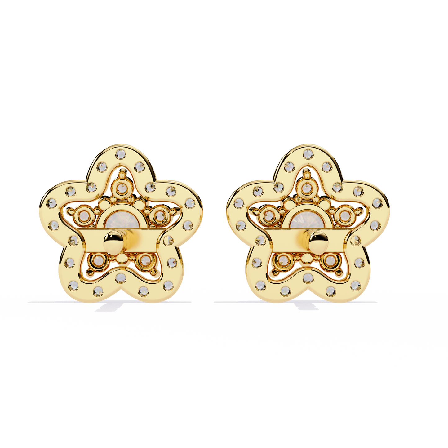LGD Ear Studs Round Stone (0.87ct Pair ) In 14K Gold