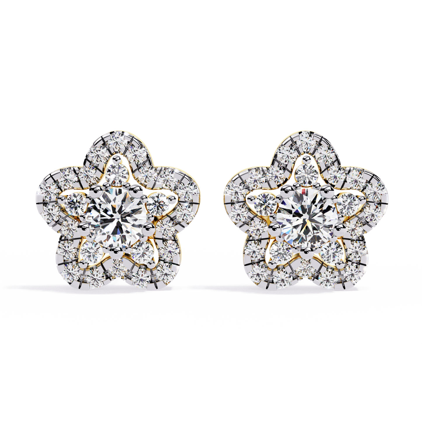 LGD Ear Studs Round Stone (0.87ct Pair ) In 14K Gold