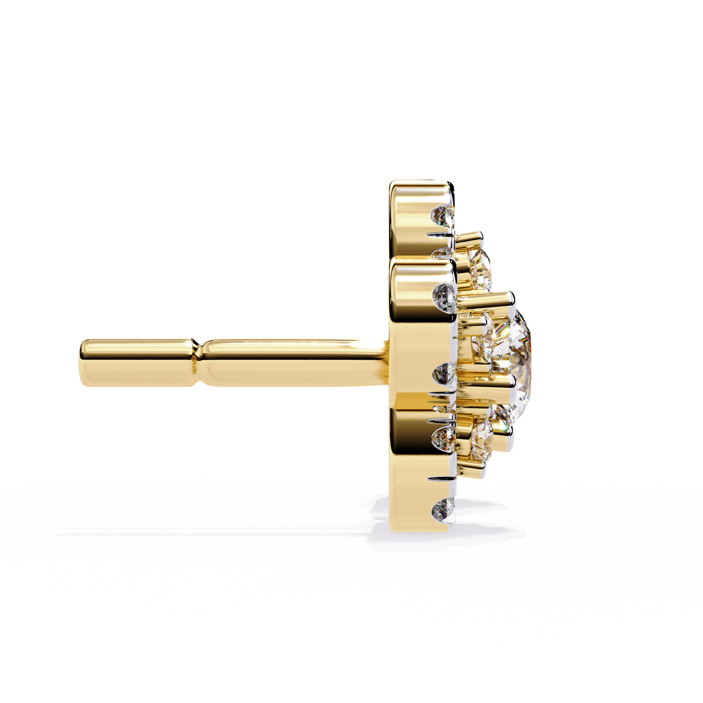 LGD Ear Studs Round Stone (0.87ct Pair ) In 14K Gold