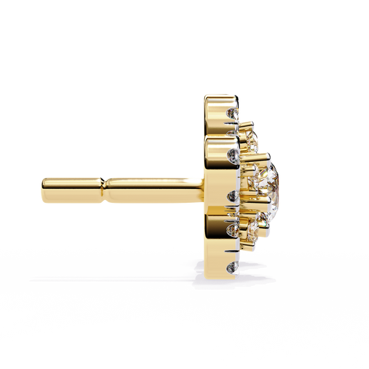 LGD Ear Studs Round Stone (0.87ct Pair ) In 14K Gold