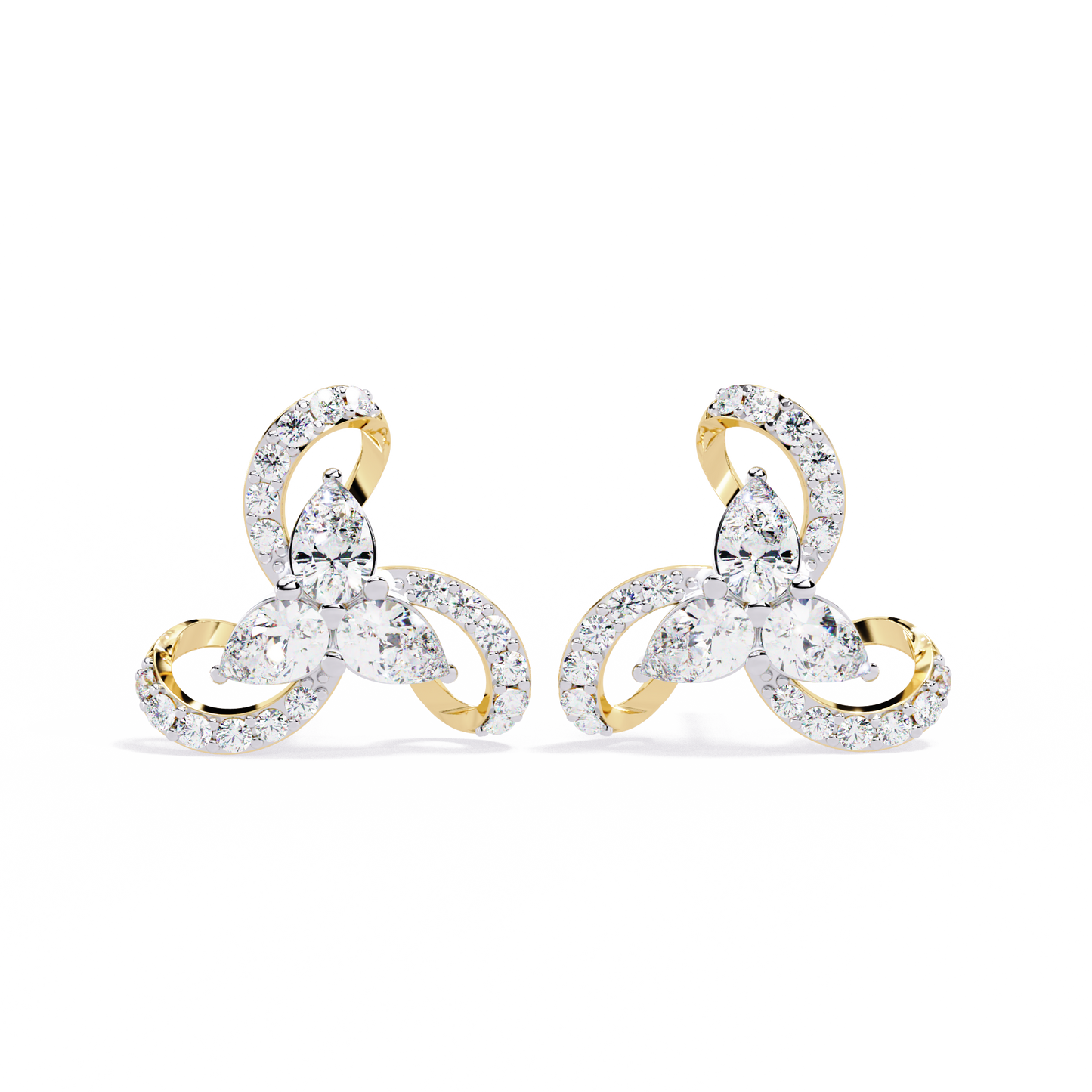 LGD  Ear Studs Pear Stone (1.37ct Pair ) In 14K Gold