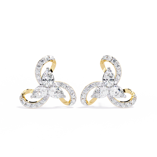 LGD  Ear Studs Pear Stone (1.37ct Pair ) In 14K Gold