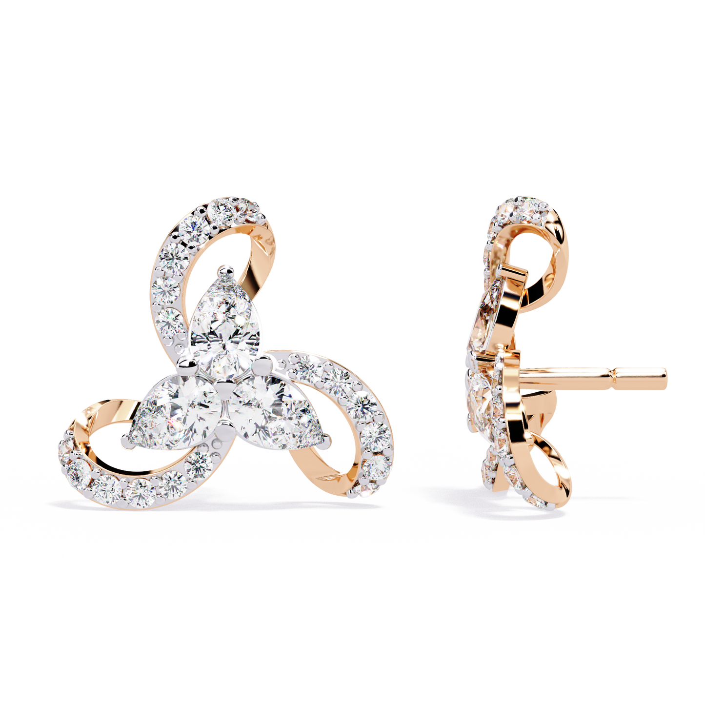 LGD  Ear Studs Pear Stone (1.37ct Pair ) In 14K Gold