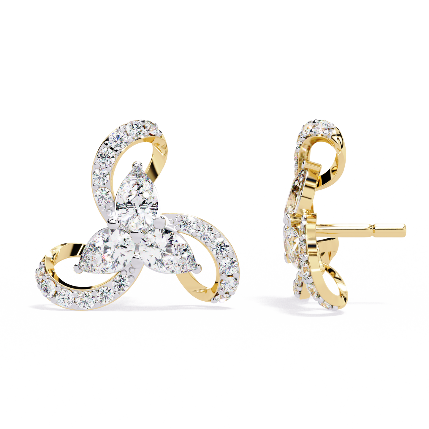 LGD  Ear Studs Pear Stone (1.37ct Pair ) In 14K Gold