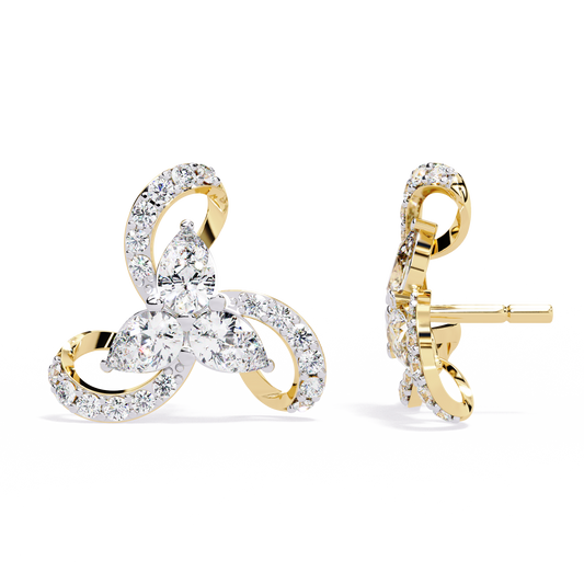 LGD  Ear Studs Pear Stone (1.37ct Pair ) In 14K Gold