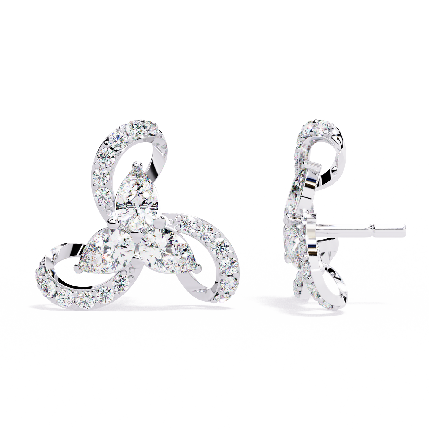 LGD  Ear Studs Pear Stone (1.37ct Pair ) In 14K Gold