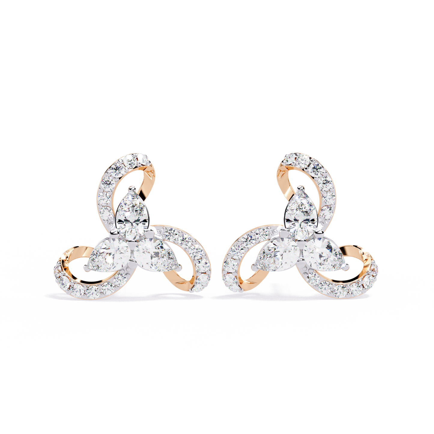 LGD  Ear Studs Pear Stone (1.37ct Pair ) In 14K Gold