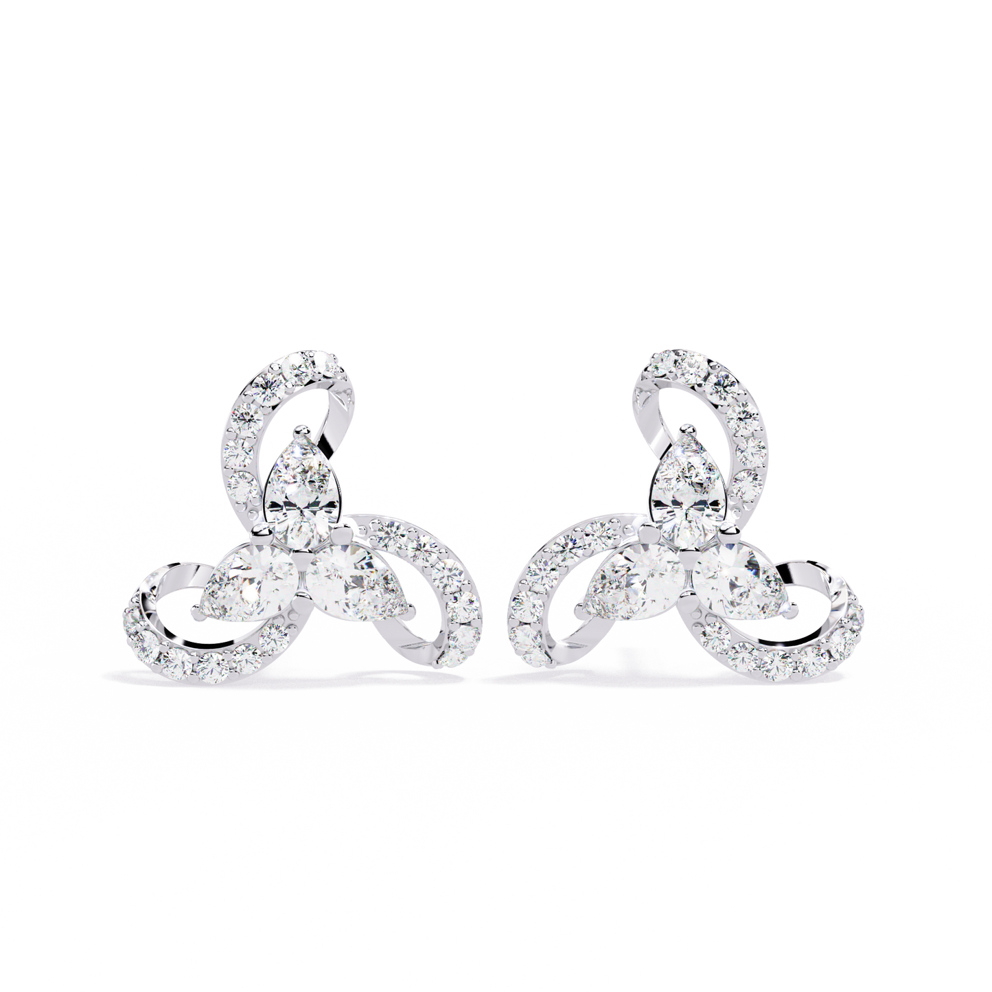 LGD  Ear Studs Pear Stone (1.37ct Pair ) In 14K Gold