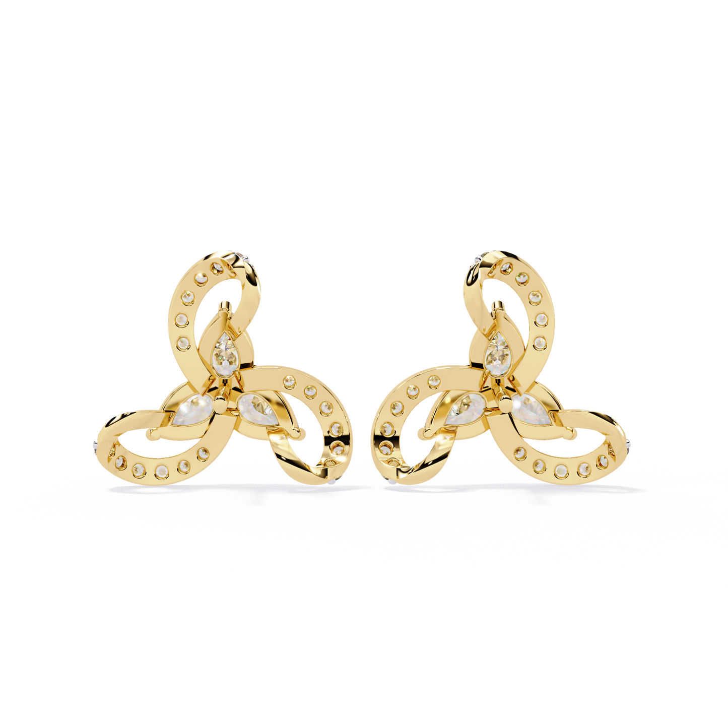 LGD  Ear Studs Pear Stone (1.37ct Pair ) In 14K Gold