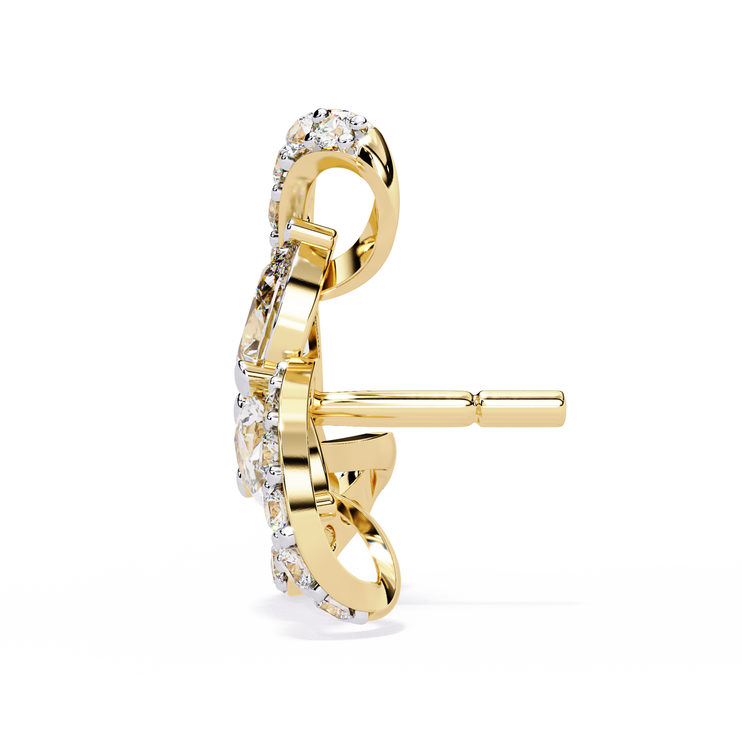 LGD  Ear Studs Pear Stone (1.37ct Pair ) In 14K Gold