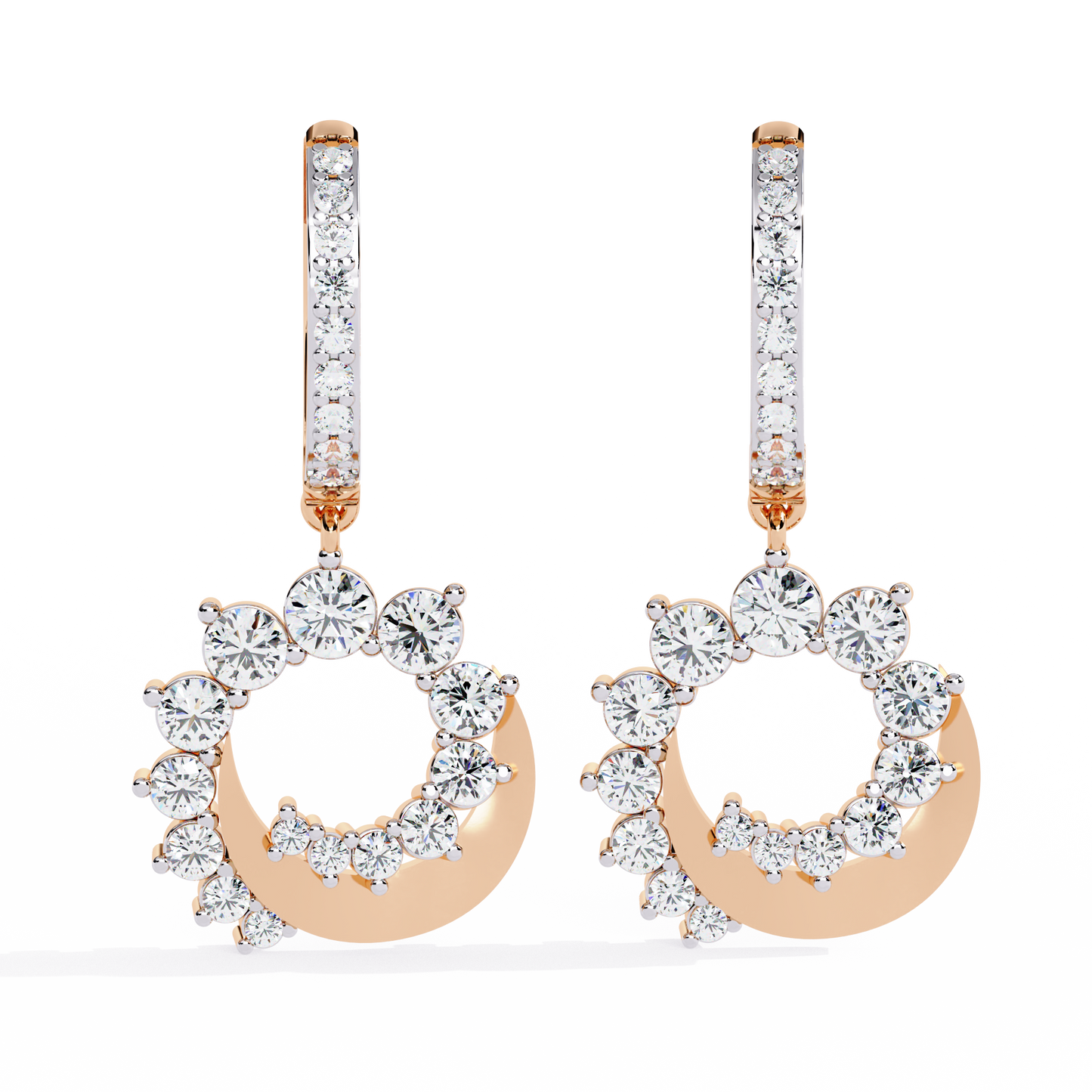 LGD Ear Studs Round Stone (1.00ct Pair ) In 14K Gold