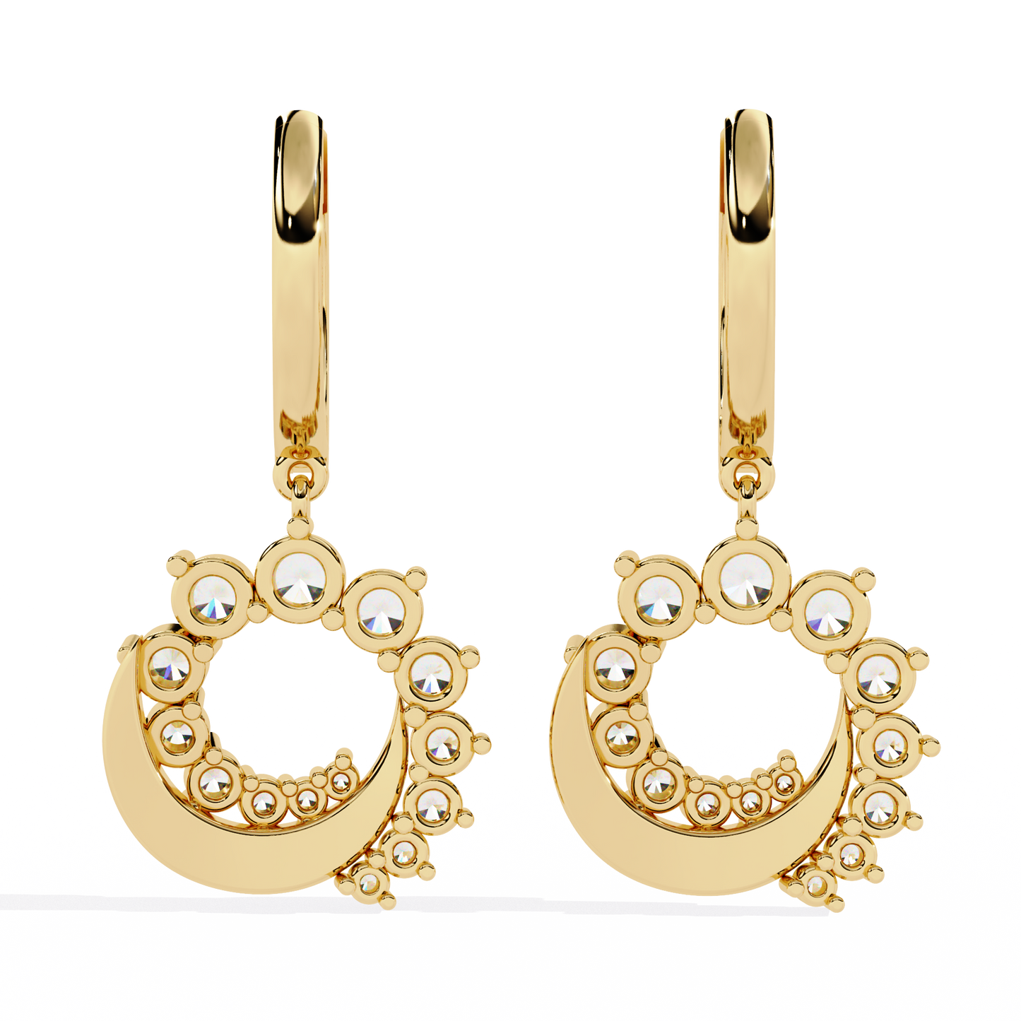 LGD Ear Studs Round Stone (1.00ct Pair ) In 14K Gold