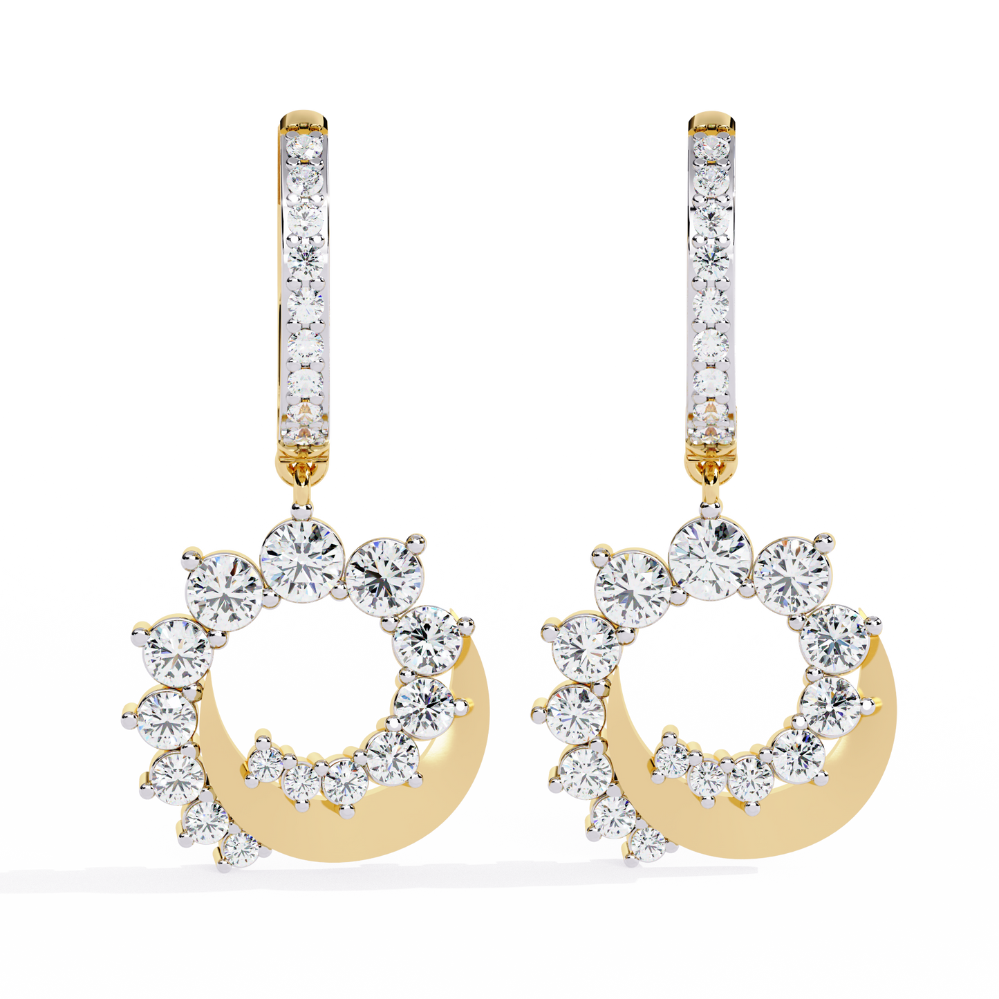 LGD Ear Studs Round Stone (1.00ct Pair ) In 14K Gold