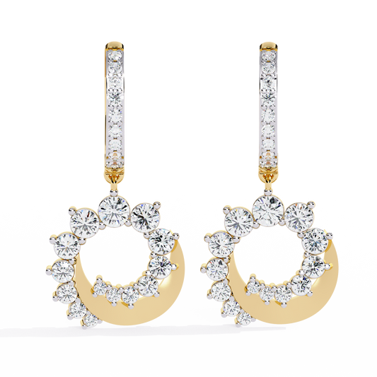 LGD Ear Studs Round Stone (1.00ct Pair ) In 14K Gold