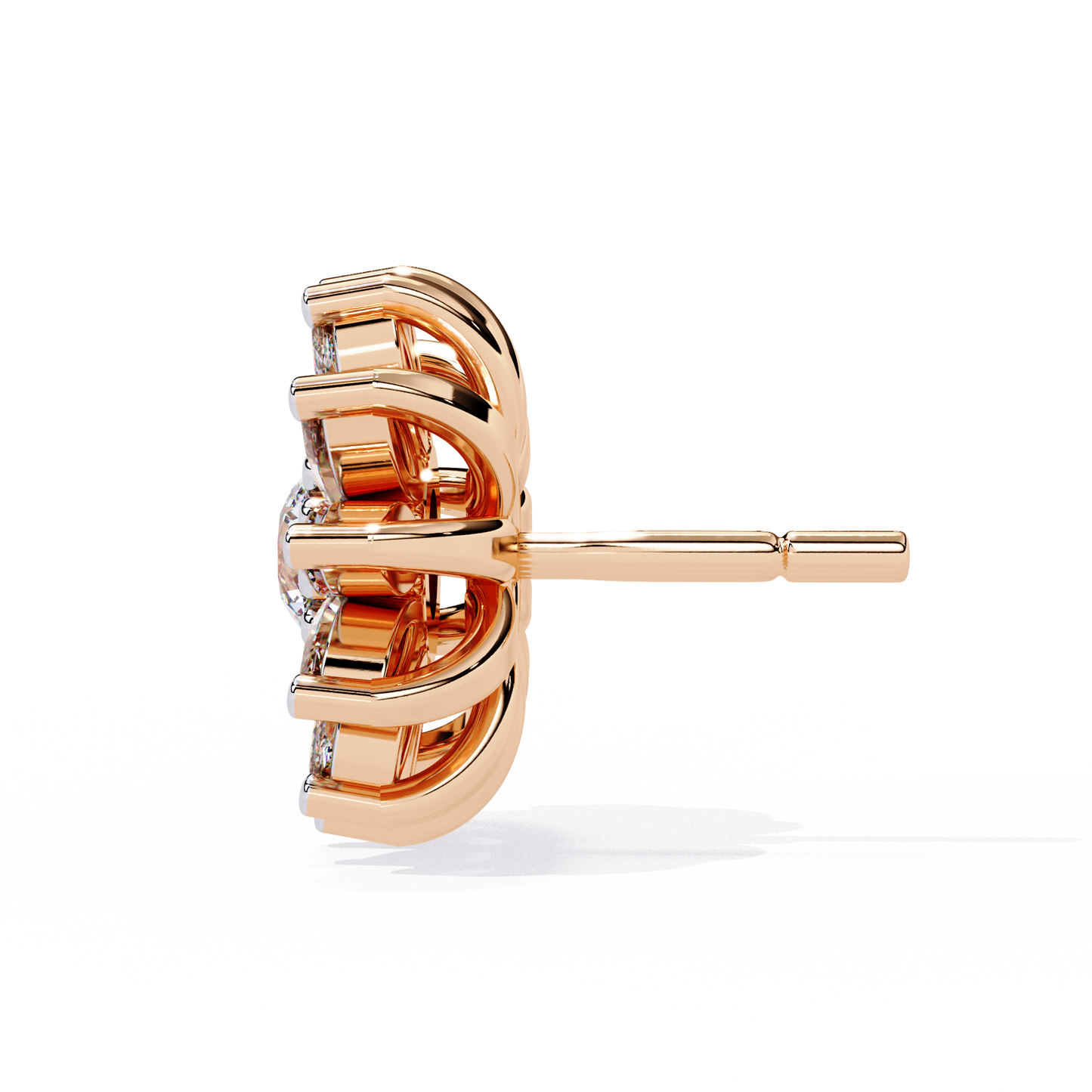 LGD Ear Studs Round  Stone (1.31ct Pair ) In 14K Gold