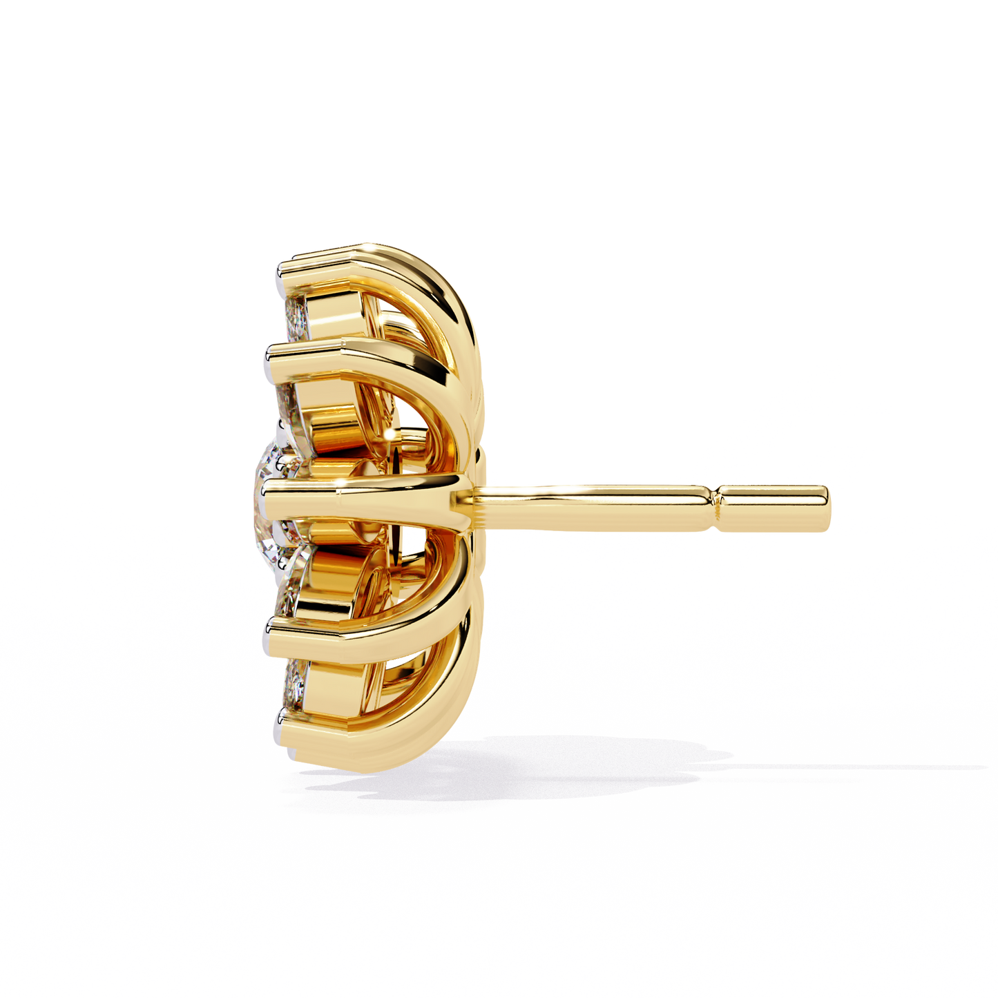 LGD Ear Studs Round  Stone (1.31ct Pair ) In 14K Gold