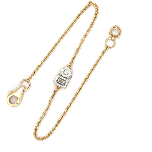 Emerald and Round Cut Lab Grown Diamond Bracelet