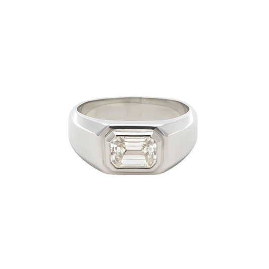Emerald cut lab grown diamond ring
