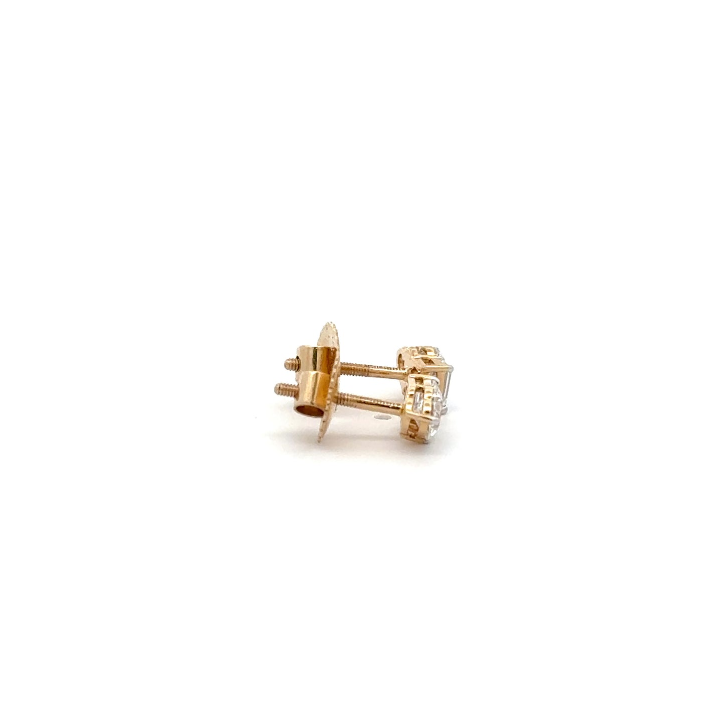 Emerald & Heart Lab-Grown Diamond Stud Earrings in 14K Gold | Modern Minimalist Style