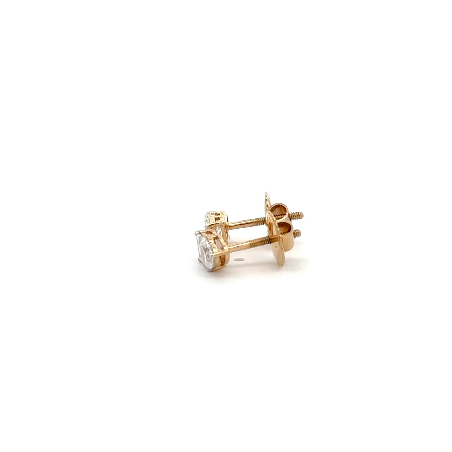 Emerald & Heart Lab-Grown Diamond Stud Earrings in 14K Gold | Modern Minimalist Style