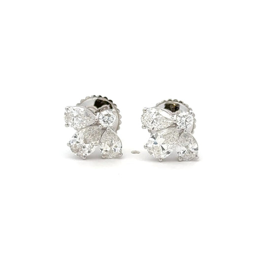 Brilliant Cluster Lab-Grown Diamond Earrings in 14K Gold | Sparkling Studs for Women