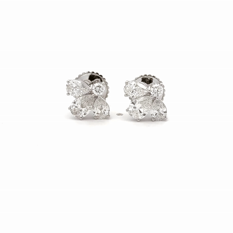 Brilliant Cluster Lab-Grown Diamond Earrings in 14K Gold | Sparkling Studs for Women