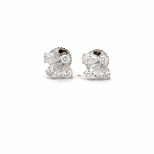 Brilliant Cluster Lab-Grown Diamond Earrings in 14K Gold | Sparkling Studs for Women
