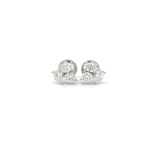Cluster Lab-Grown Diamond Ear Studs in 14K Gold | Elegant Everyday Earrings