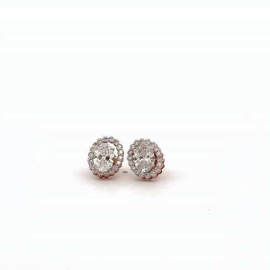 Oval Halo Lab-Grown Diamond Stud Earrings in 14K Gold | Classic Everyday Luxury