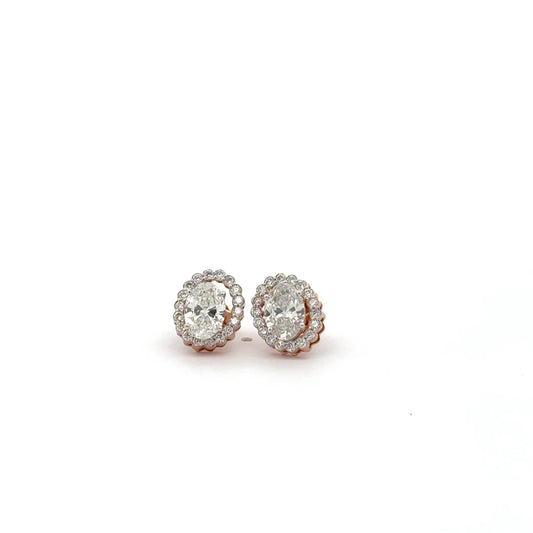 Oval Halo Lab-Grown Diamond Stud Earrings in 14K Gold | Classic Everyday Luxury