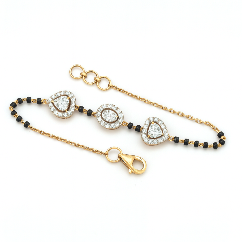 Heart Halo lab Diamond Mangalsutra Bracelet
